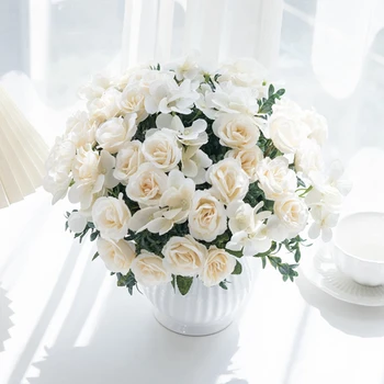 1Pcs 5 Vilice 6Heads Vrtnice Snop Umetno Cvetje za Božični Venec Doma vaza dodatki za Poroko na prostem vrt loka Dekor