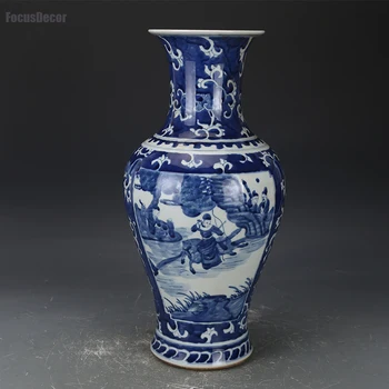 60s Doma Dekor Keramika Starinsko Modre in Bele Porcelanaste Krajine Vaza Dnevna Soba Tla Vaza Velik Cvet Tabela Vaza Centerpiece